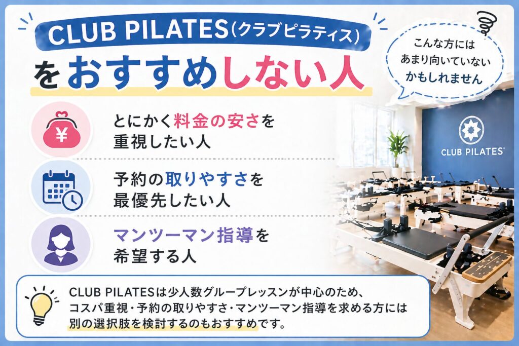 CLUB PILATES(クラブピラティス)をおすすめしない人